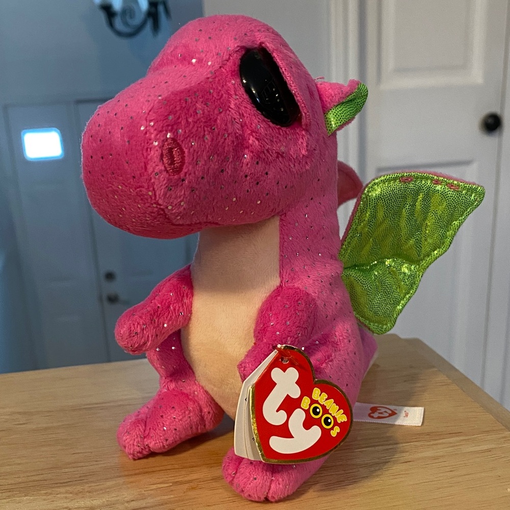 Ty Beanie Boos Pink Plush Darla Dragon